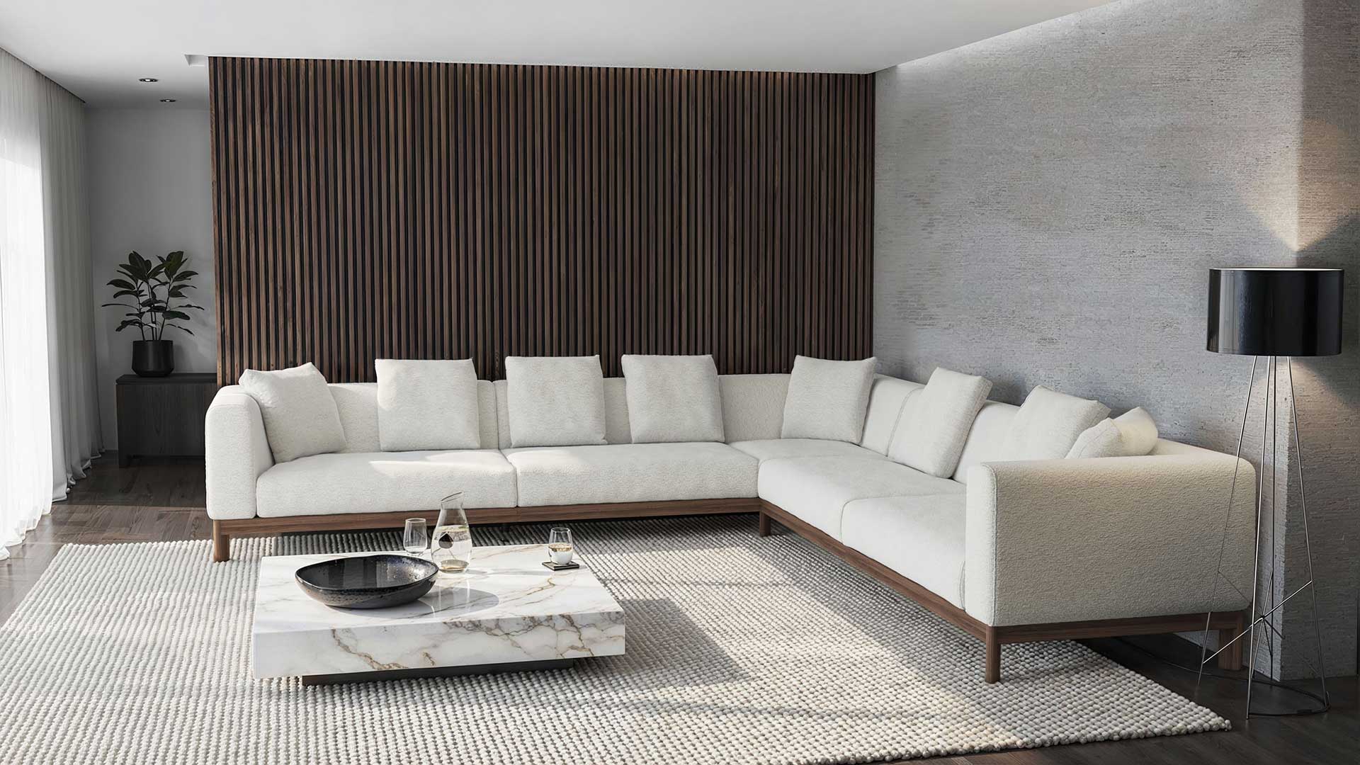 Moor Furniture L shaped custom sofa Boucle Fabric