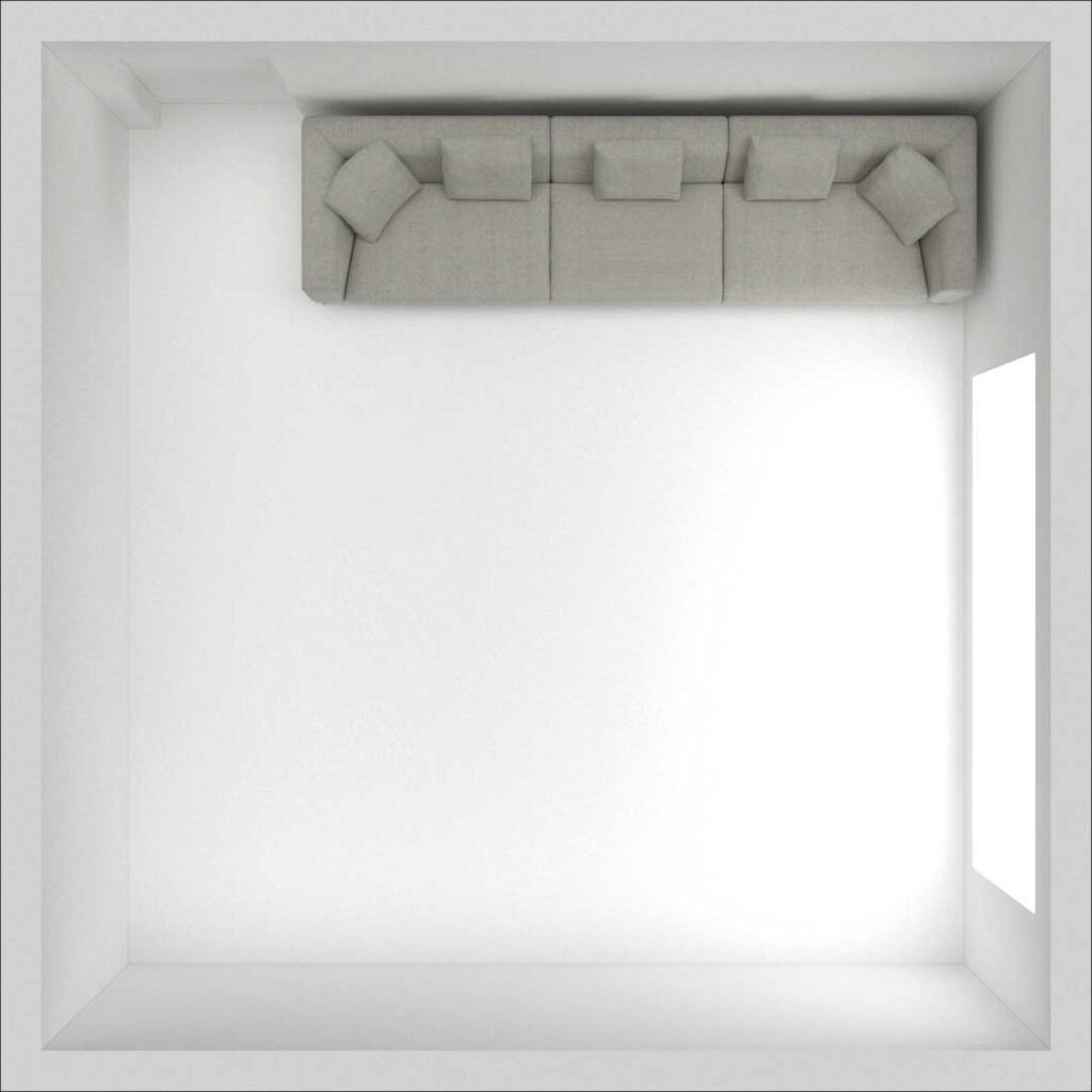 Sofa in a room plan view