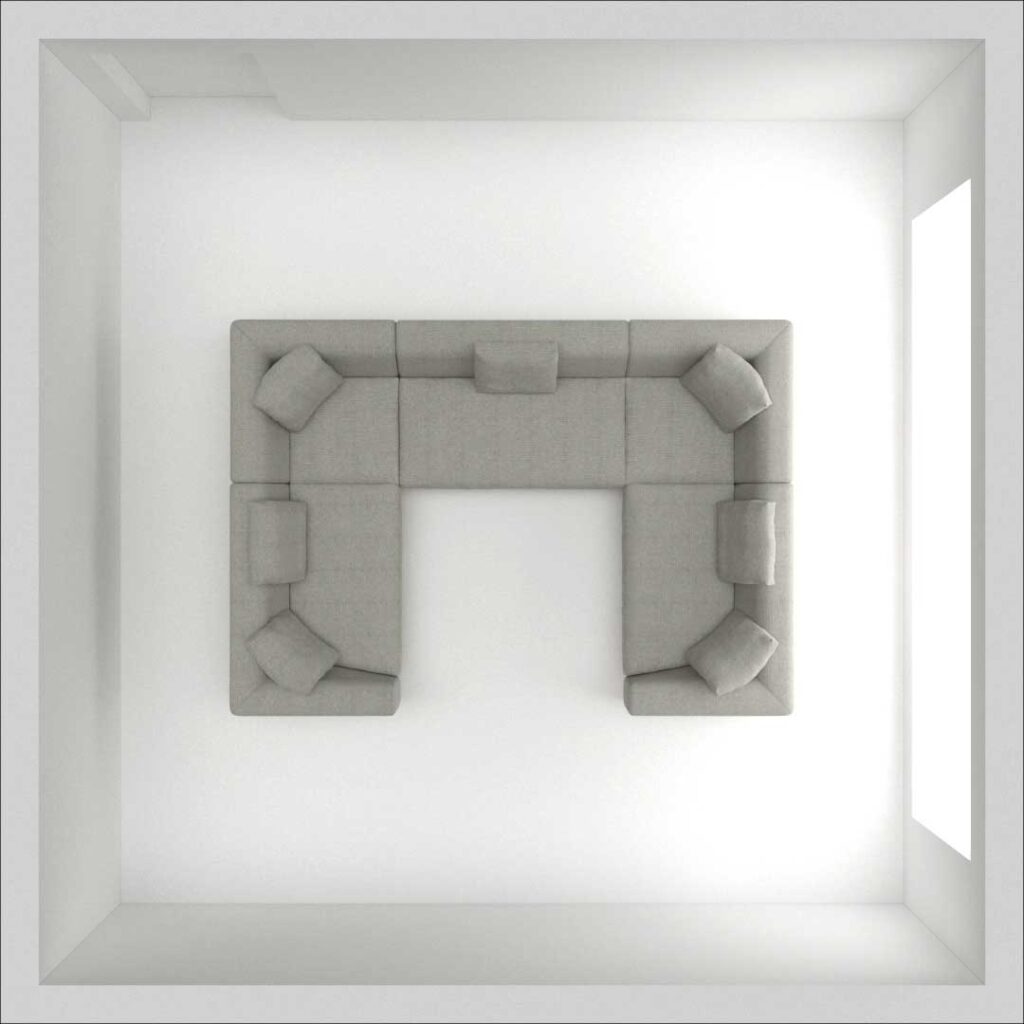 Sofa in a room plan view