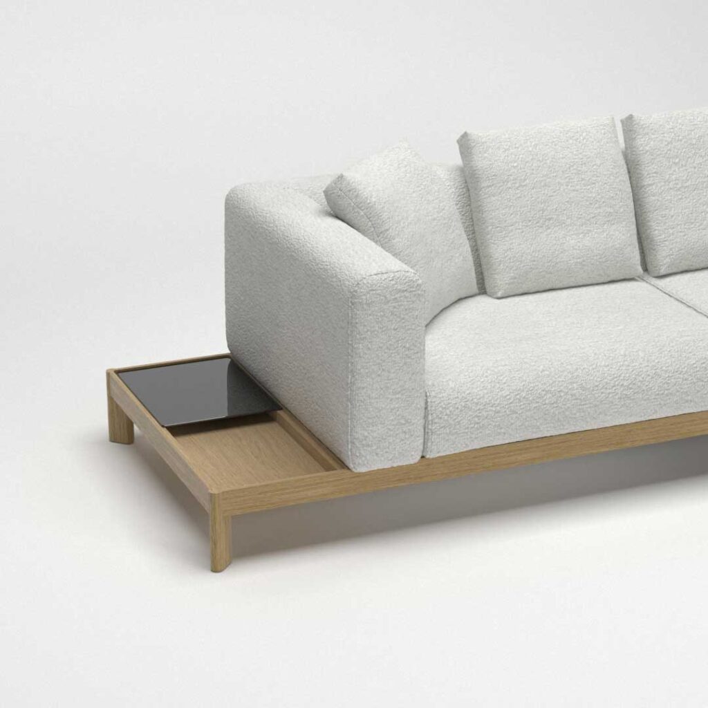 Sofa arm detail with table