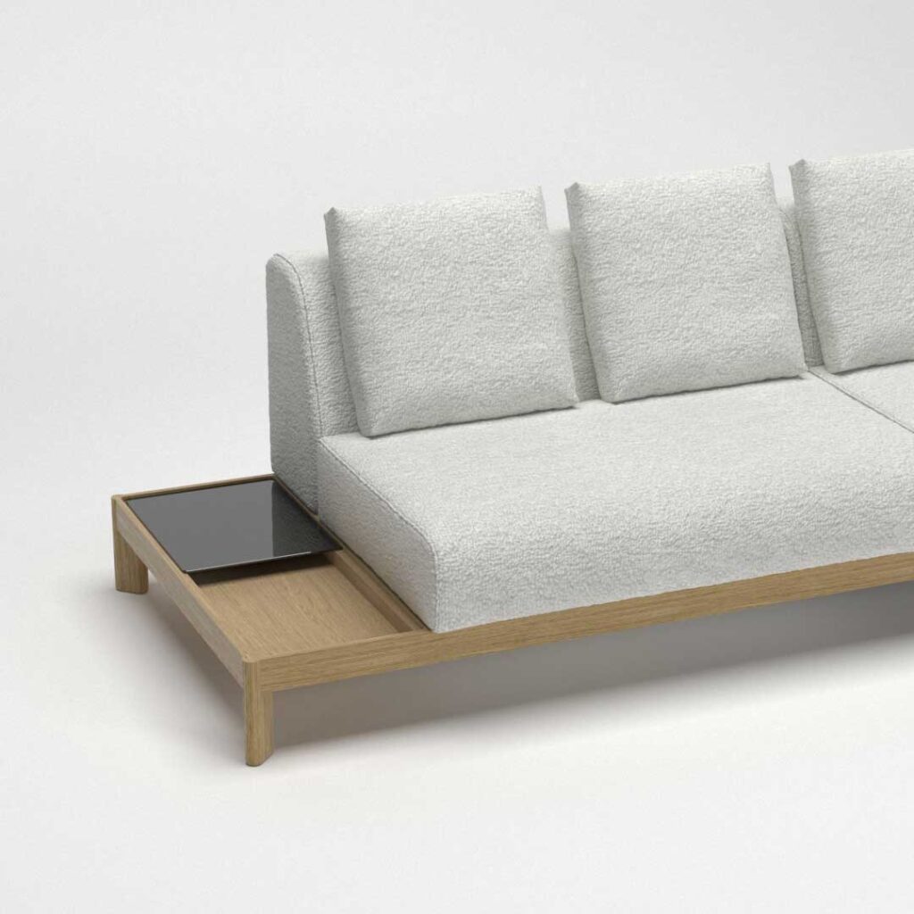 Sofa non arm detail with table