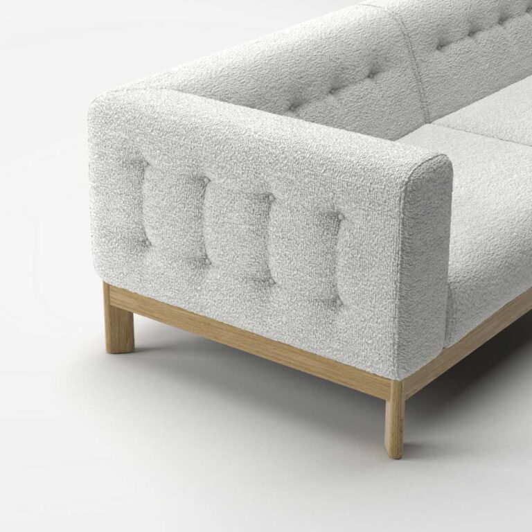 Upholstered sofa in a buttoned style
