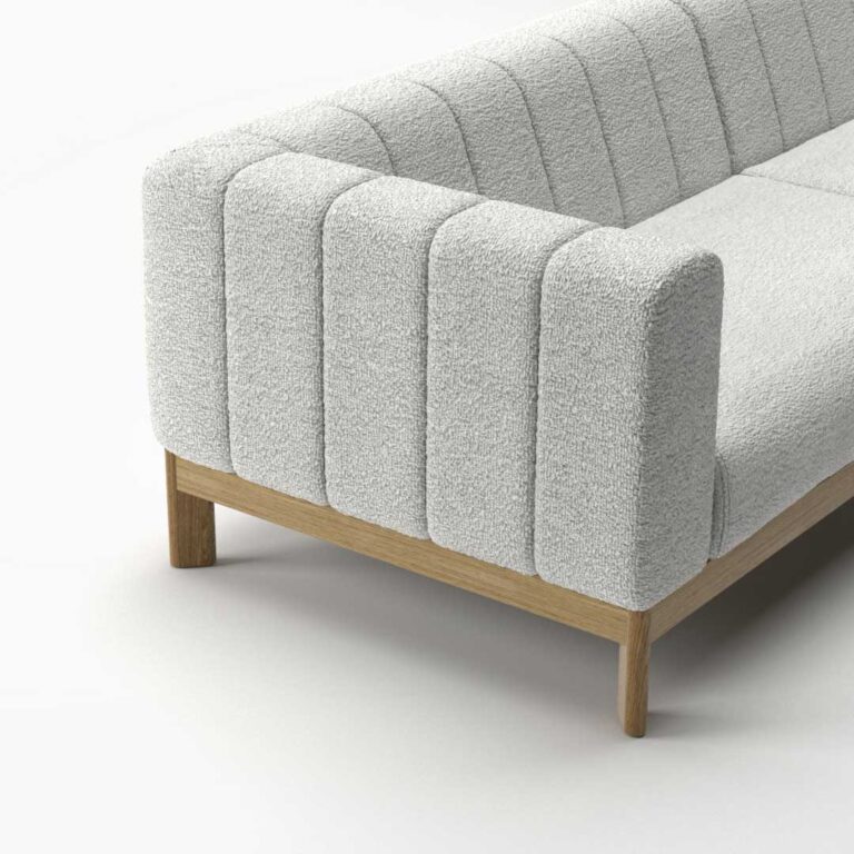 Upholstered sofa in a fluted style