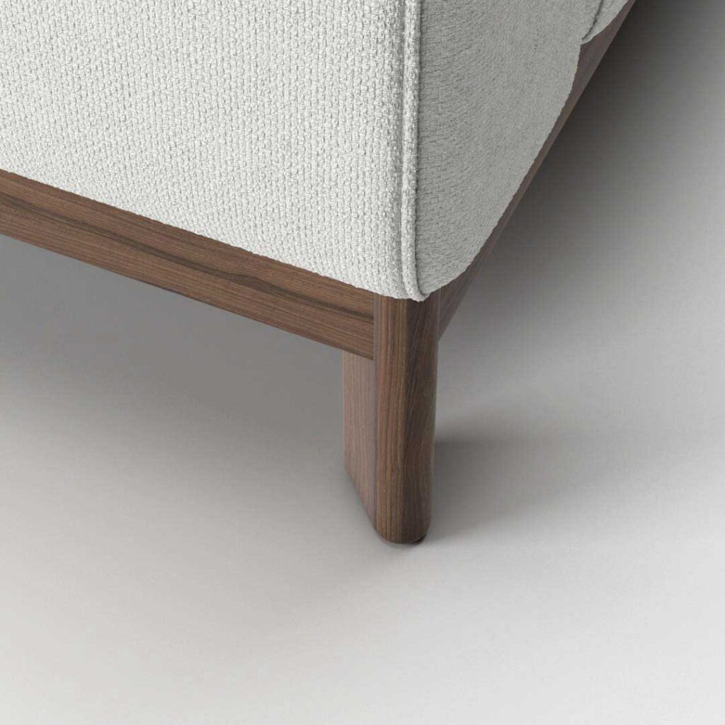 Sofa walnut leg detail