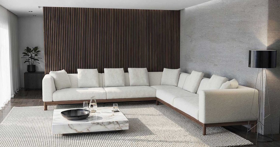 Moor Furniture L shaped custom sofa Boucle Fabric