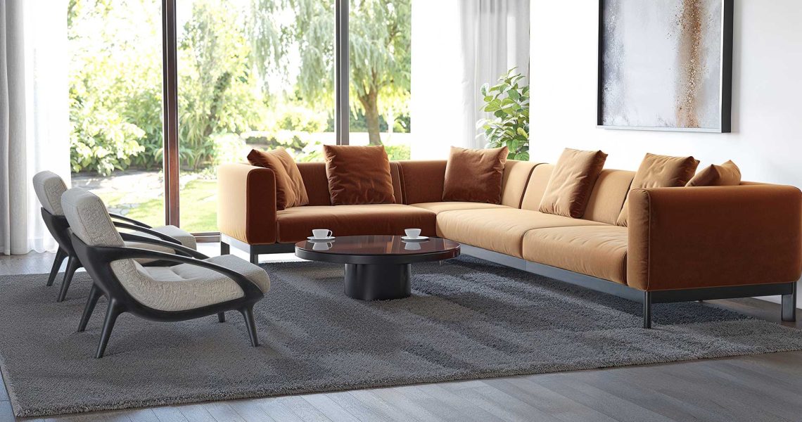 Moor Furniture L custom sofa orange Velvet fabric